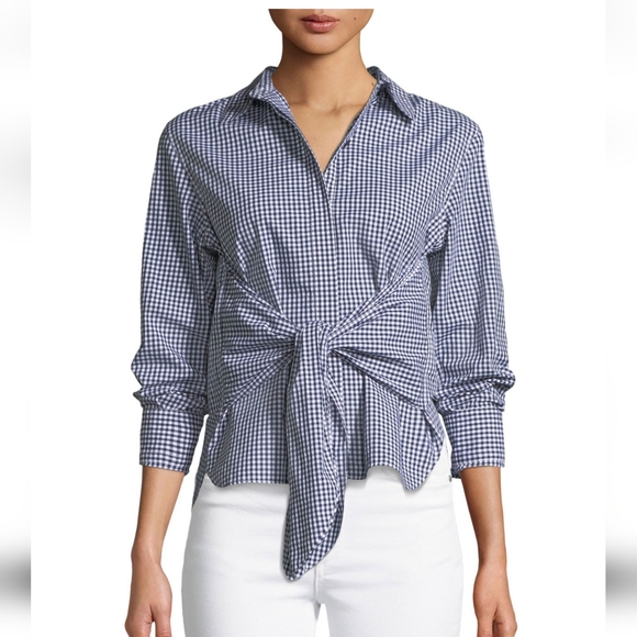rag & bone Tops - RAG & BONE WENDY GINGHAM TIE-FRONT SHIRT, SIZE S
